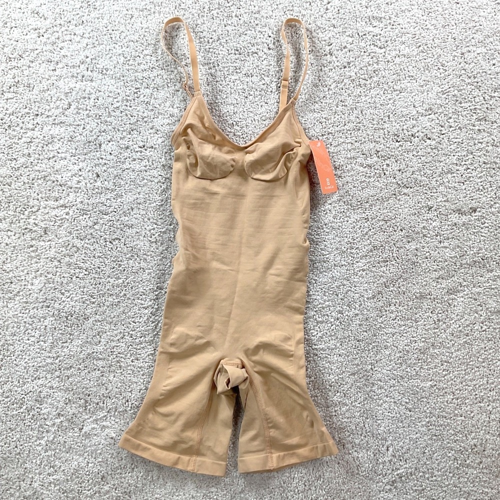 FeelinGirl Womens Seamless Body Shaper Mid Thigh Butt Lift Beige XS/S NWT